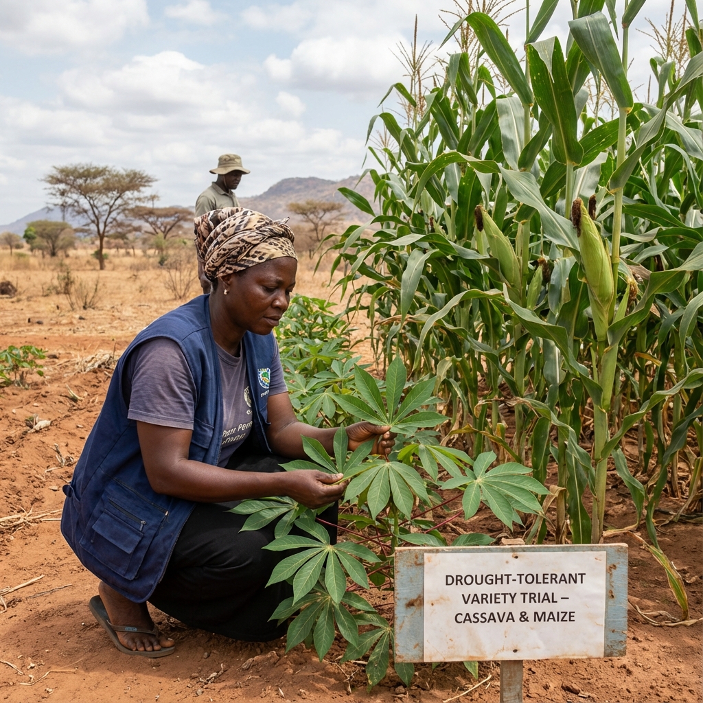 Drought-resistant cassava and maize crops